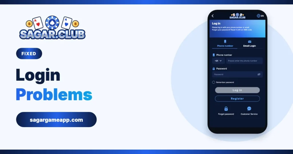 Sagar Club app login problems
